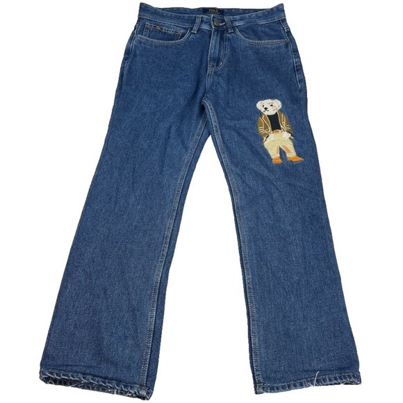 RARE Polo Ralph Lauren Jeans Mens Size 30 Polo Bear Hit Embroidered Y2K - Picture 2 of 16
